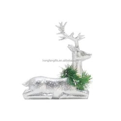 New Fashion Resin Deer Crafts Decoration For Christmas Polyresin 2 Set Silver Deer