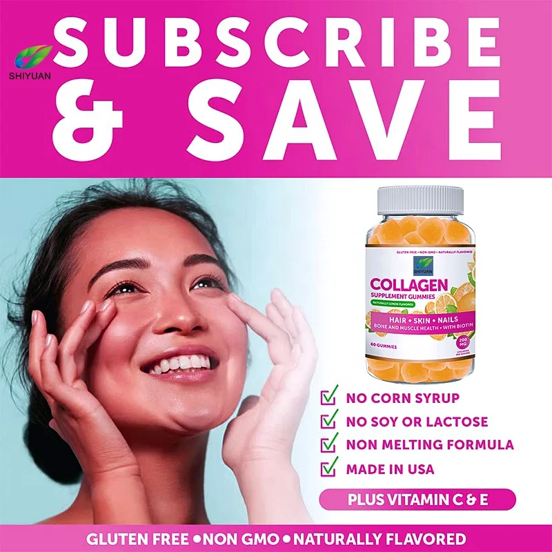 Factory Customized Natural Collagen Soft Candy For Men And Women With Biotin Zinc Vitamin C And E For Anti Aging Hair Growth And