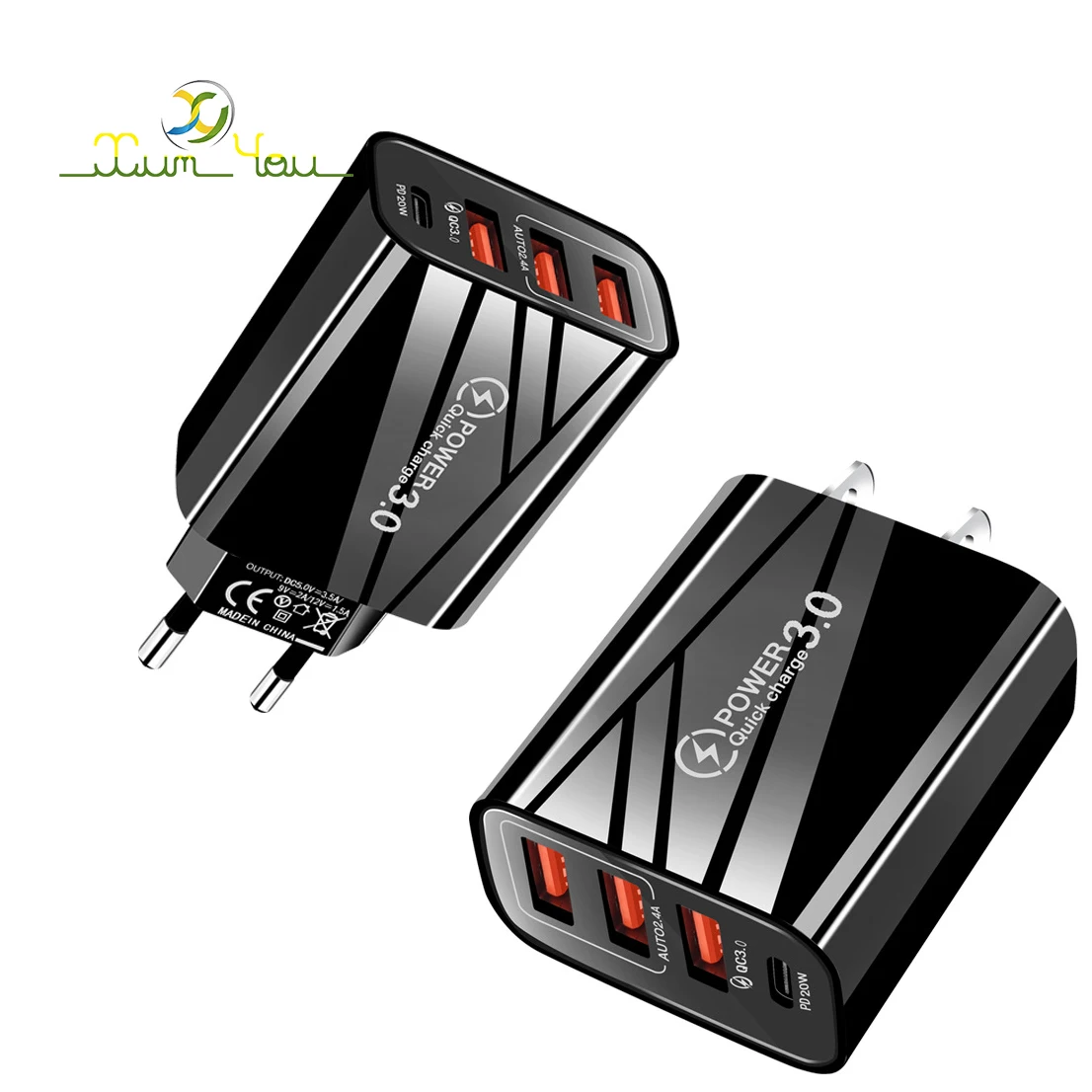 4 In 1 Wall Charger 27W Pd Type C Port 3 USB A Universal Wholesale Cheap Charger Adapter