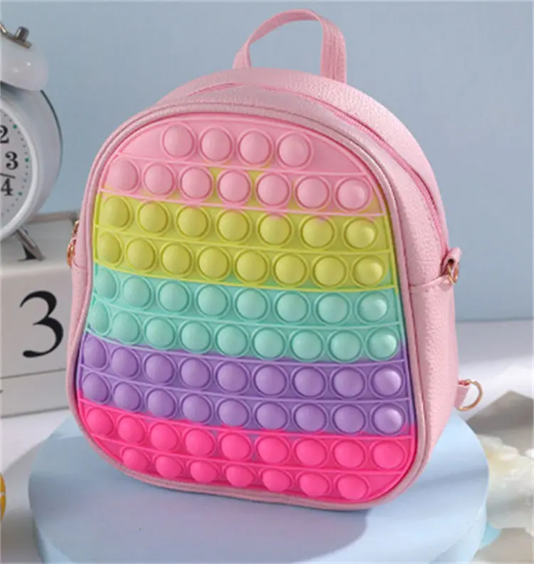 Laudtec Fidget Backpack Relive Stress Soft Squishy Push Bubble Silicone School Bags For Children
