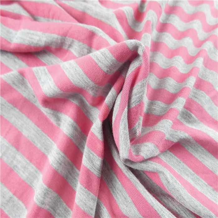 Soft hand feel organic Bamboo jersey yarn dyed knit fabric 95%Bamboo 5%Spandex 210 GSM for clothes