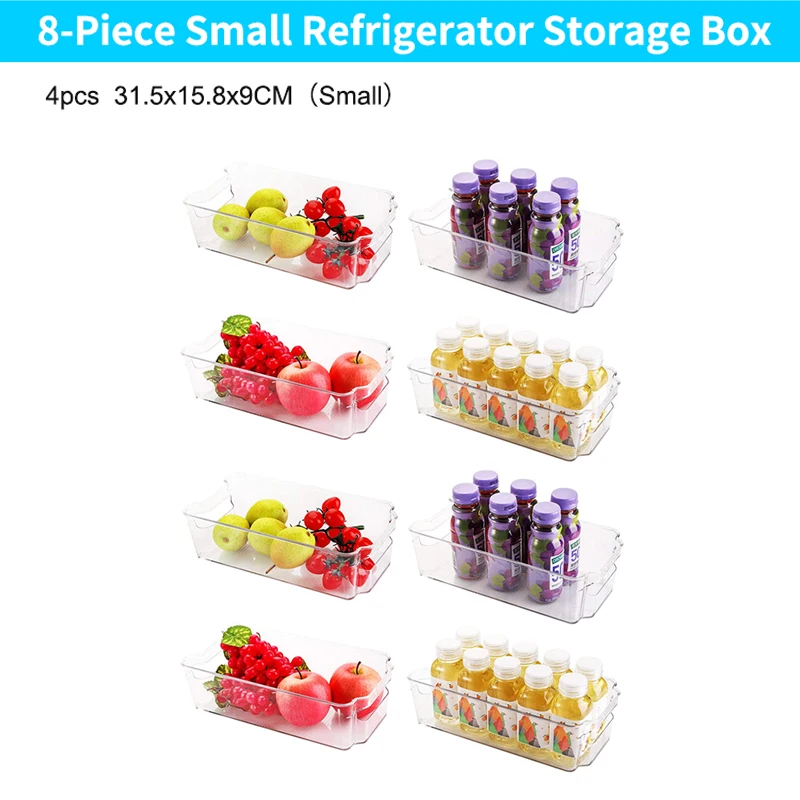 High Quality Set of 8 Refrigerator Storage Box Food Storage Container Refrigerator Storage Bins for Kitchen Pantry Organizer