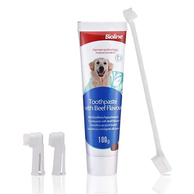 Shopee China Supplier Eliminates Bad Breath Beef Flavor Pet Toothpaste Set Dog Toothbrush