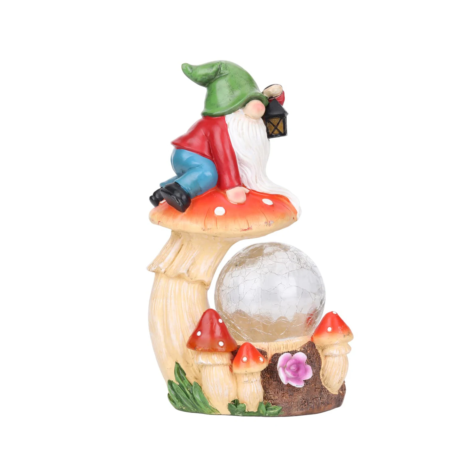 Solar Resin Garden Gnomes Statues, Mushroom with LED Lights Up Gnomes Decoration for Patio Balcony Yard Lawn