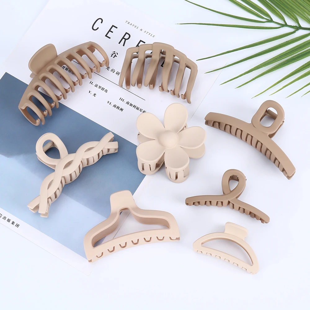 2022 new hair clips flower claw headgear cute female large shark clip vintage hair claw clips matte