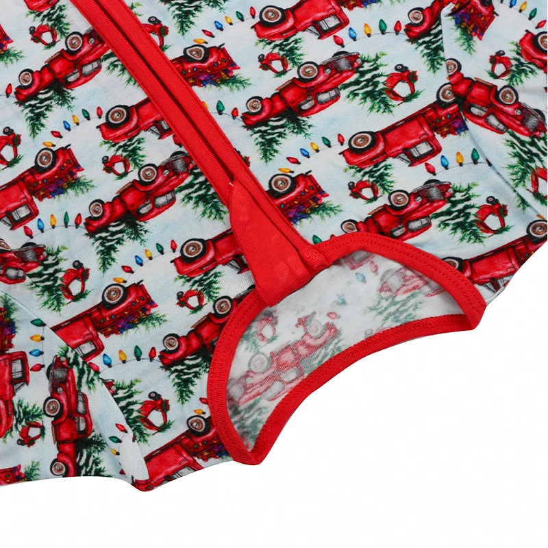 Organic christmas baby romper bamboo onesie newborn zipper sleepsuit custom jersey baby clothes sustainable baby lounge suit