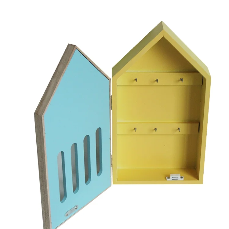 Новый дизайн ручная работа ящик для ключей в форме дома деревянный с запертой