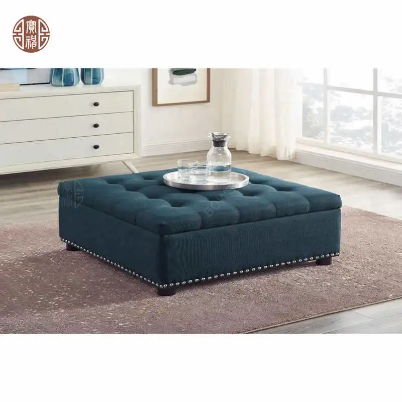 Storage Velvet Fabric Leather Footstool Ottoman Pouf Rangment For Hotel Home Use