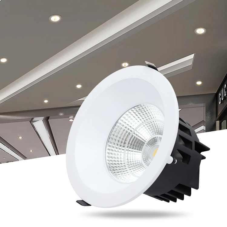ALLWAY Aluminum Indoor Hotel Home Recessed Mounted Trimless 9w 18w 25w 35w 45w 60w Round COB LED Spotlight