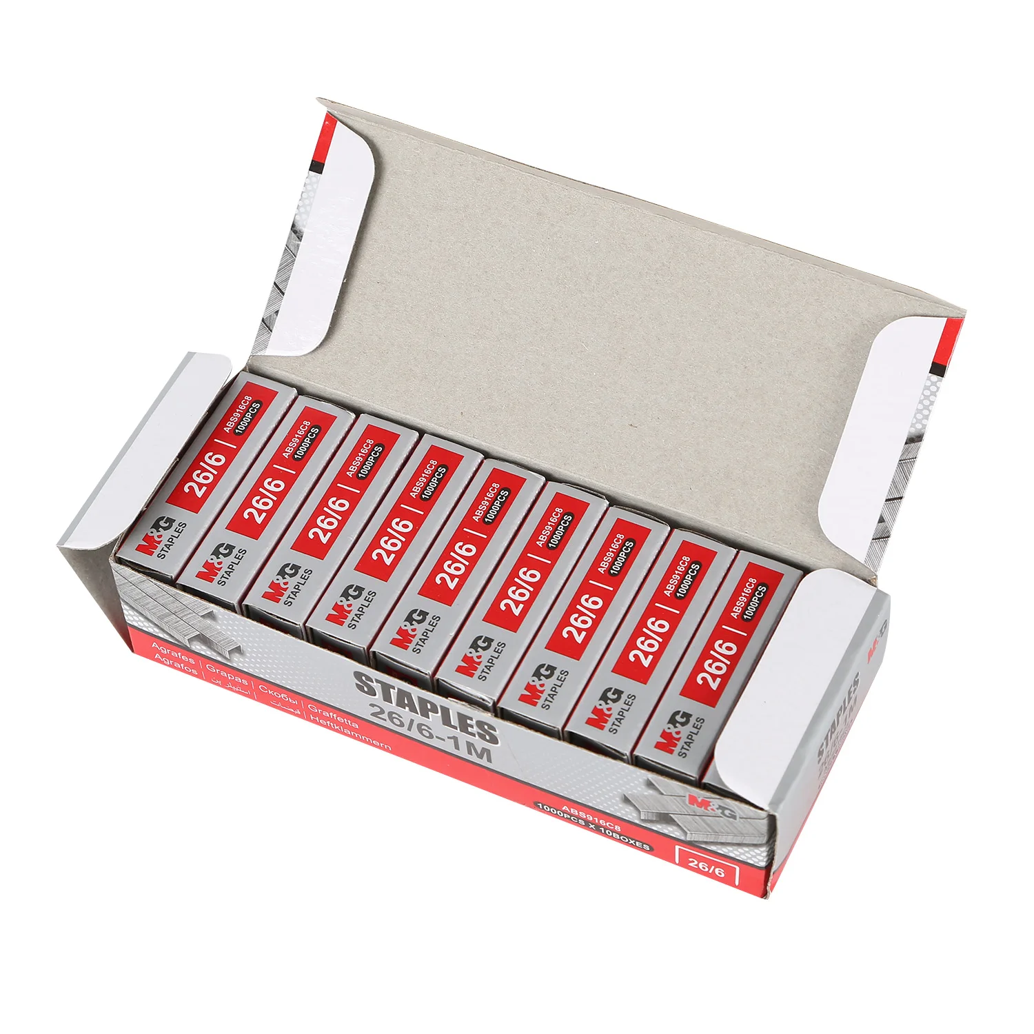 High Quality M&G 1000pcs Per Box 26/6 Steel Staples Pins For Office Supplies Stationery