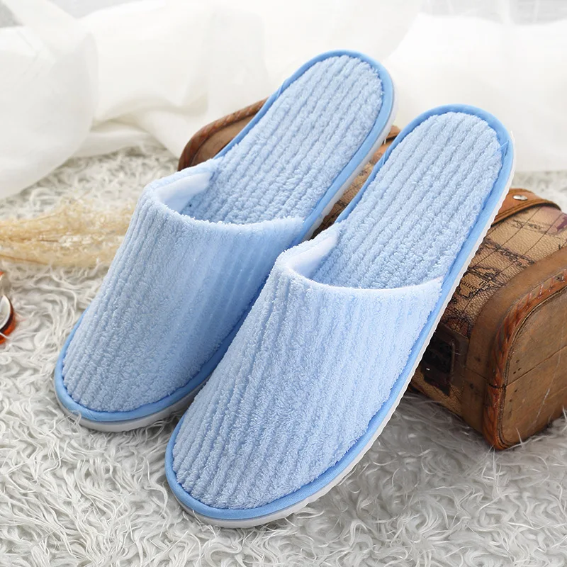 
Comfortable Wholesale Four Season indoor slipper Hotel Guests unisex spa shoes Washable Velvet Hotel Slippers 