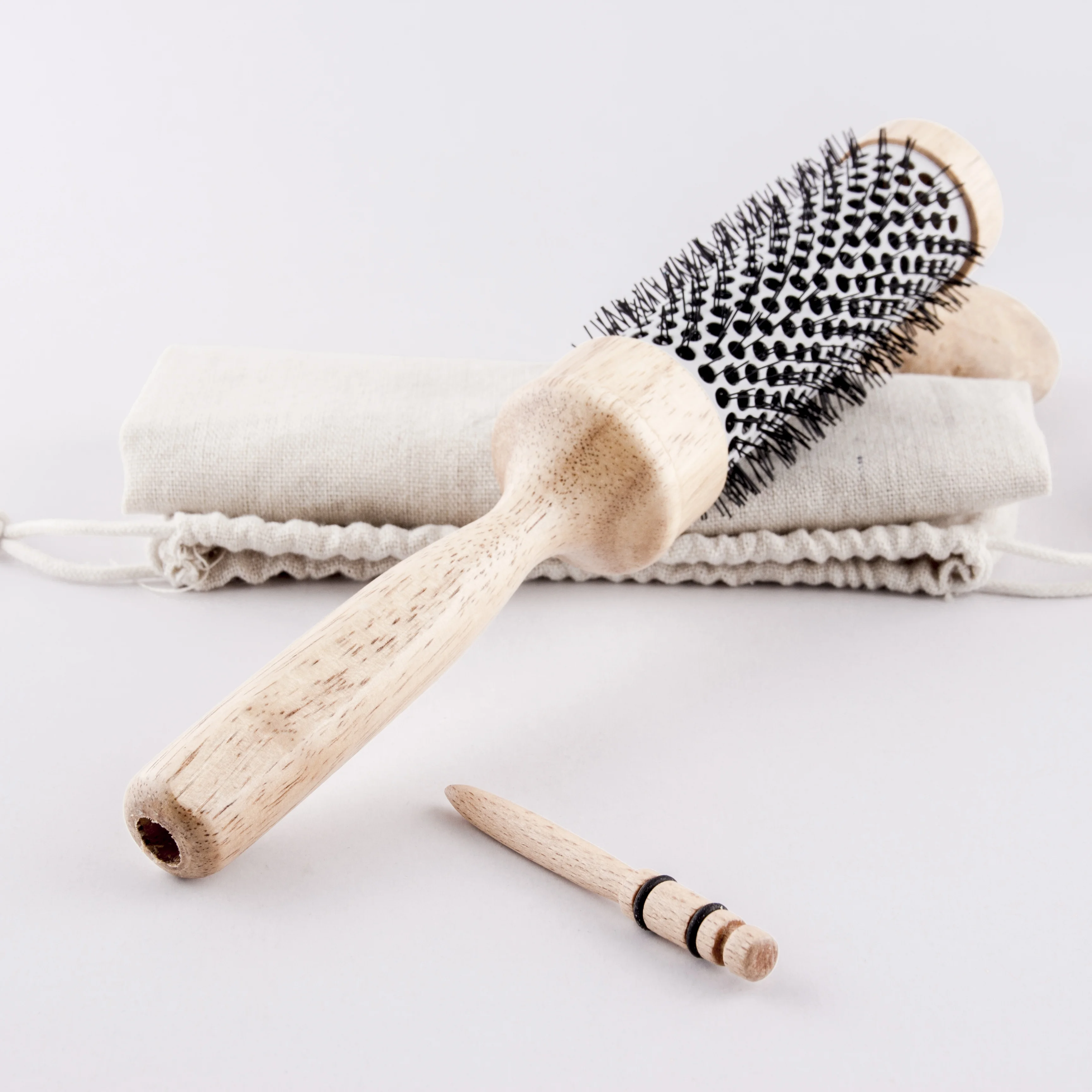 Tianba Salon Ceramic Round Hair Round Brush With Wooden Handle