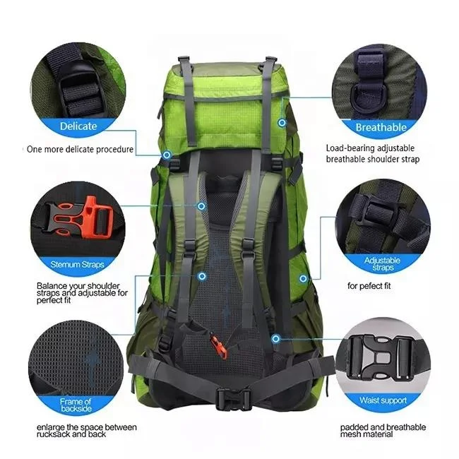 Aoking 70L Ripstop Nylon Outdoor Travel Trekking Backpack Camping Bag Waterproof Moutain Hiking Backpack Mochila