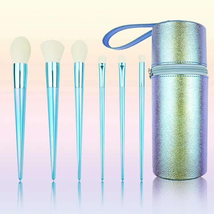 Factory Wholesale Custom Logo Glitter Makeup Brush Set High Quality Professional Premium Luxury Bling Blue Makeup Brushes