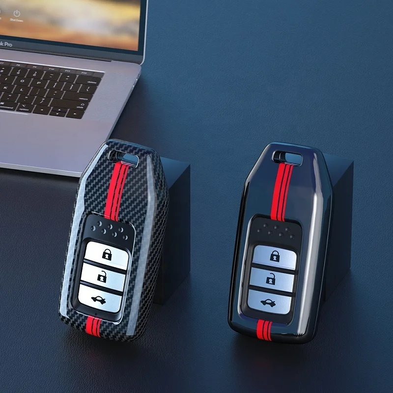 ABS Carbon Fiber Style Car Key Case Cover For Honda CR-V CRV Fit Civic Accord City Odyssey XR-V Pilot Accessories Shell