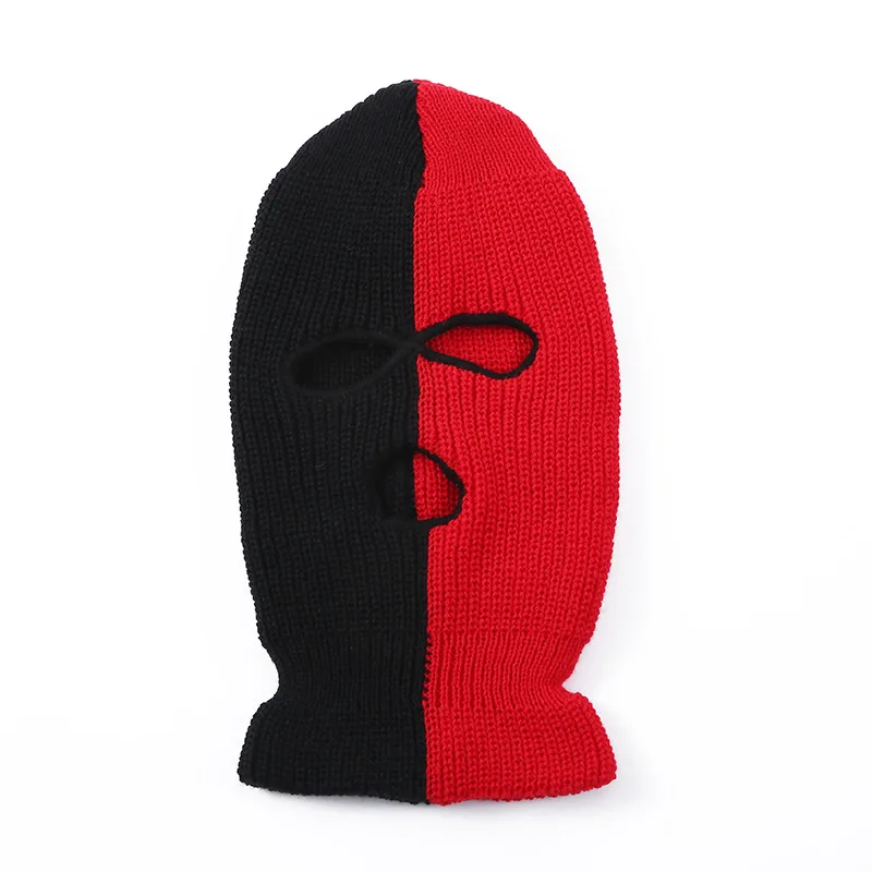 High qualtity Wholesale Custom logo face mask Full Face Cover Ski Mask Three hole dual color knitted balaclava