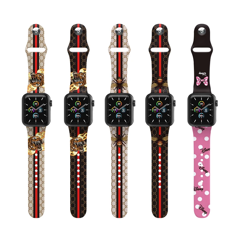 Eamiruo Brand design pattern Silicone Watch Band fit apple smartwatch series 6 5 4 3 2 1 Watch Strap Wristband Watch accessories
