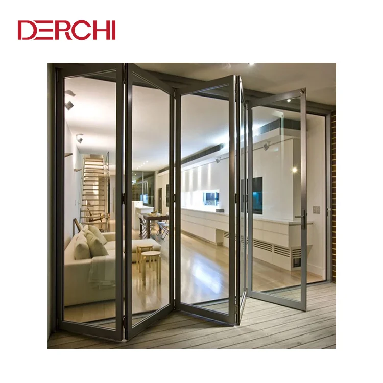 heavy duty external aluminum glass folding accordion door