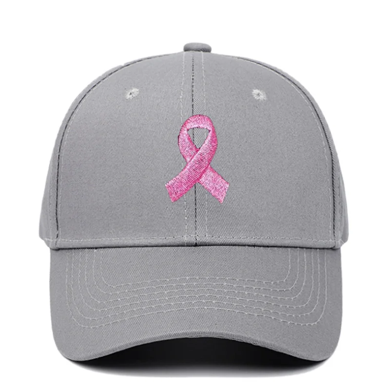 6 Panel Cotton Embroidery Baseball Cap Breast Cancer Awareness Hats