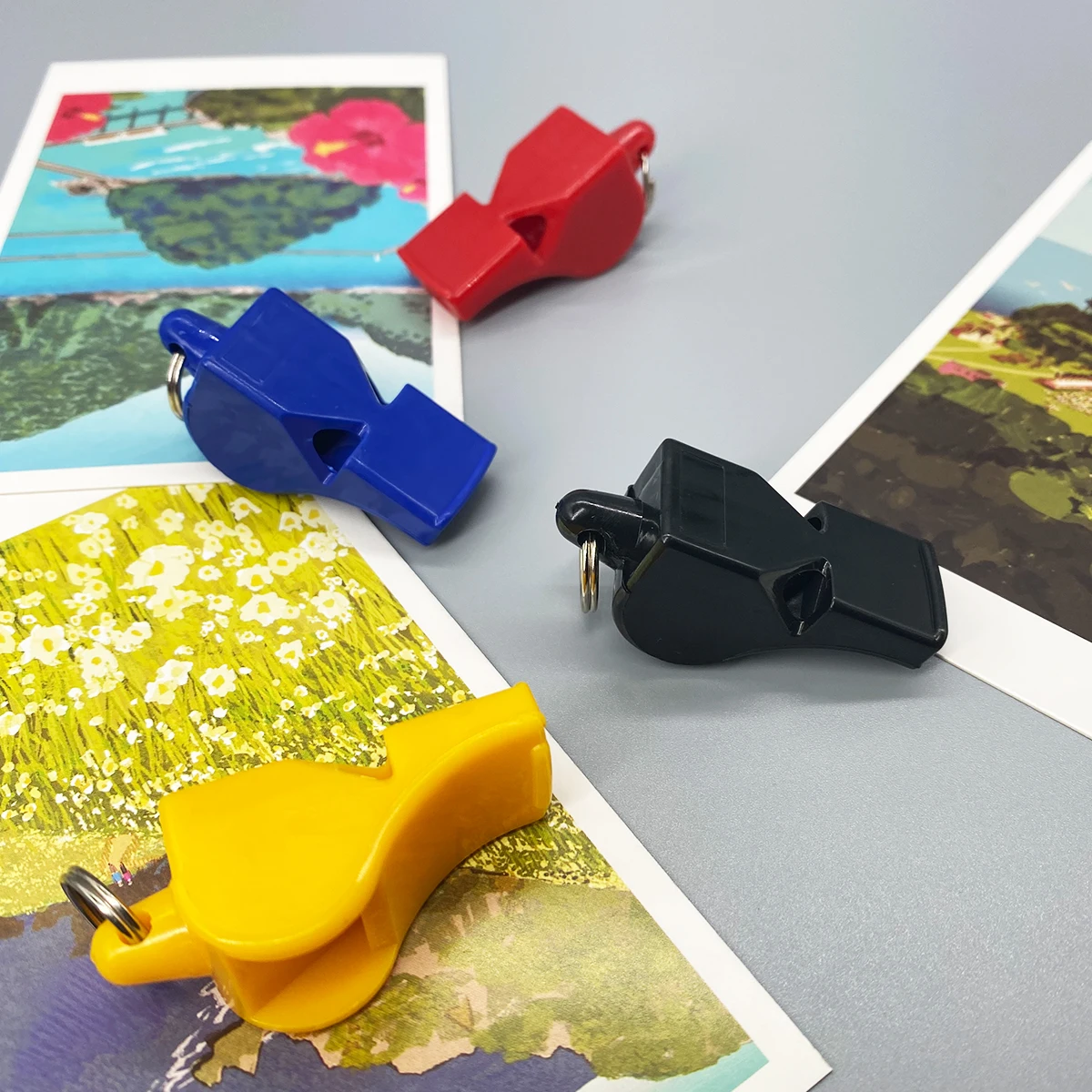 custom logo Outdoor Survival ABS Whistles football basketball soccer sports Referee Whistle With Lanyard blister