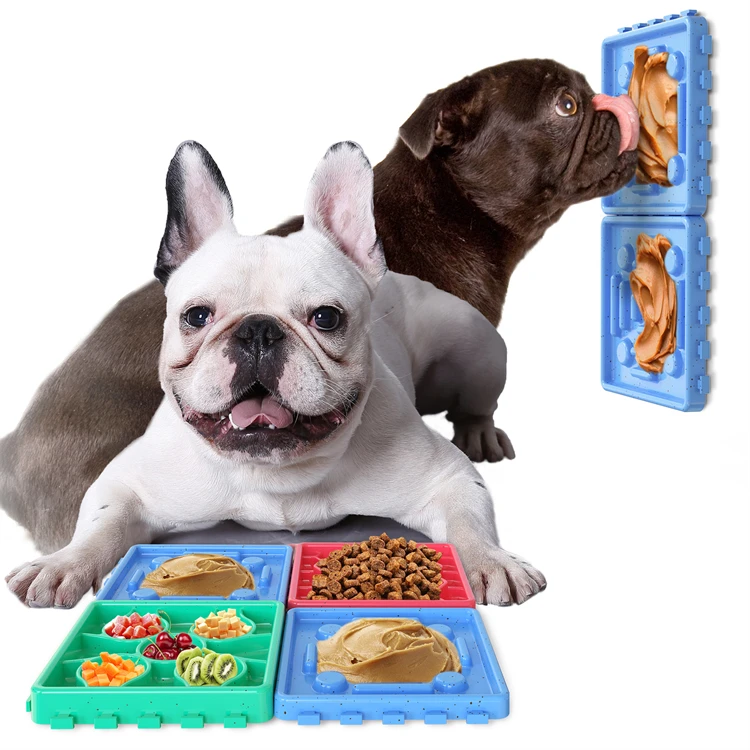 
4-Piece Peanut Butter Combo Dog Slow Food Feeder Pet Bowl And Slow Food Tray Licking Pad 