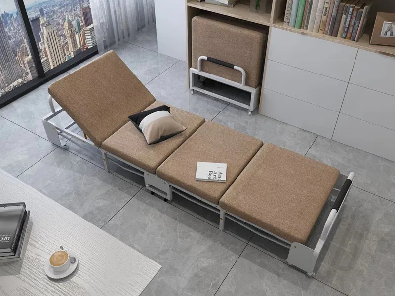 SY-2109A Office furniture lunch break bed foldable with foam mattress and wheels