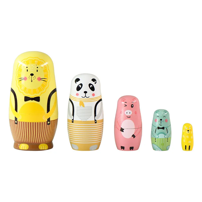 Classic Custom russia nesting dolls painted animal nesting dolls Theaceae grinding painted ornaments Russian nesting dolls