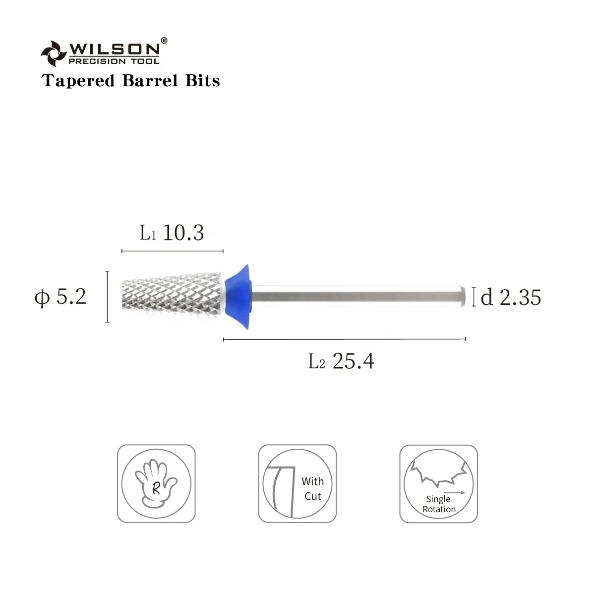5.2mm Tapered Barrel Bits Silver Coating WILSON Private label drill bit nail High-accuracy Regular HQ Carbide Nail Bit