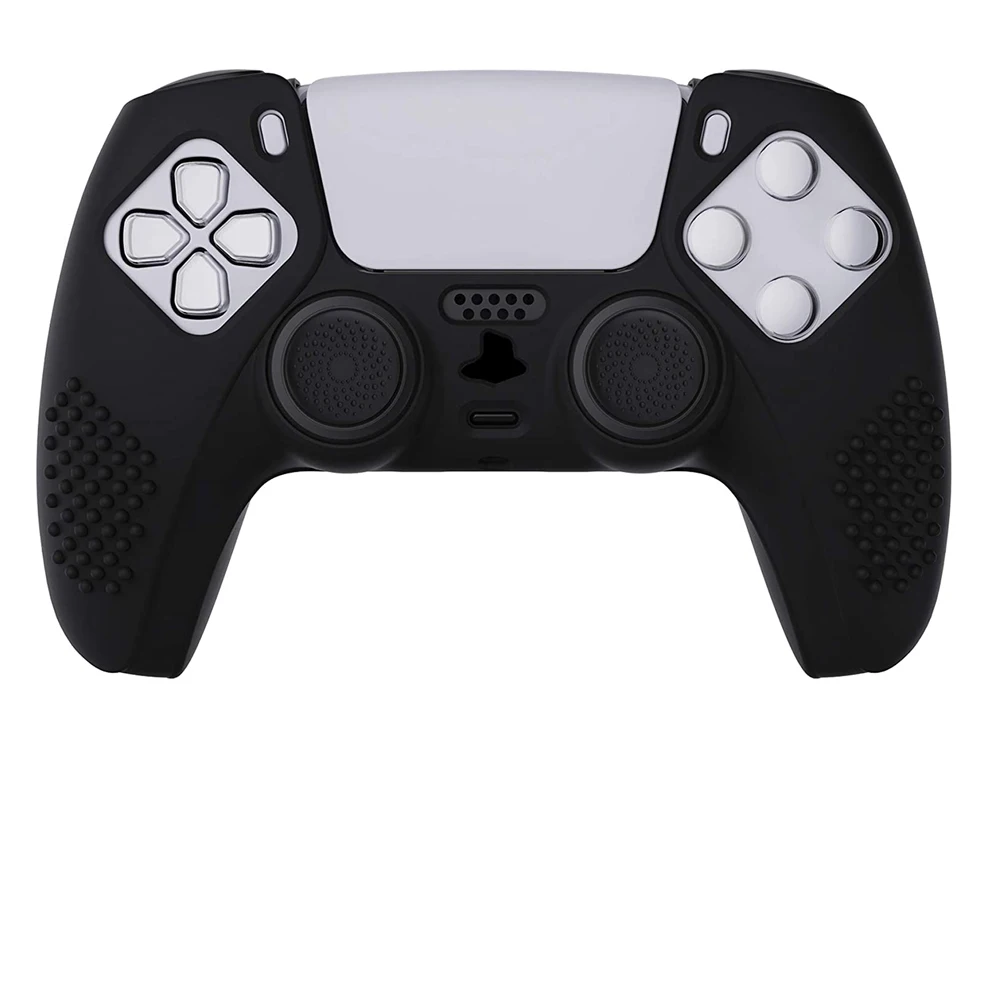 PlayVital White 3D Studded Edition Anti-Slip Silicone Cover Skin for Playstation 5 Controller