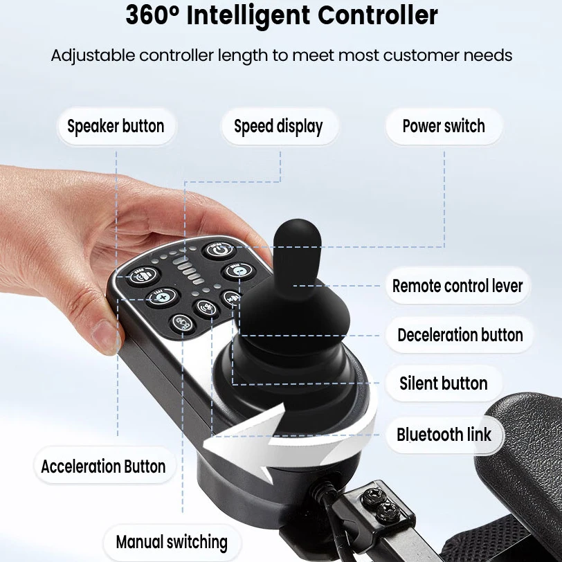 KSM-505 Light weight folding electric wheelchair portable aluminum power chairs dual controller wheelchair 12.5kgs