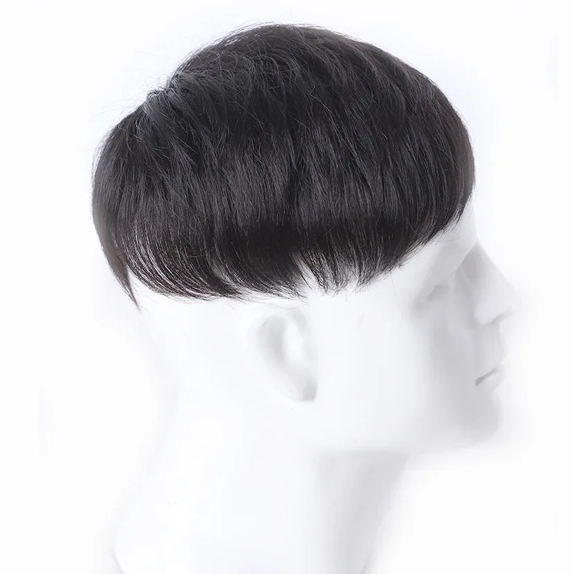 Hot Sale Non Allergic Natural Short Black Human Hair Toupee for Male Guy Daily Wear