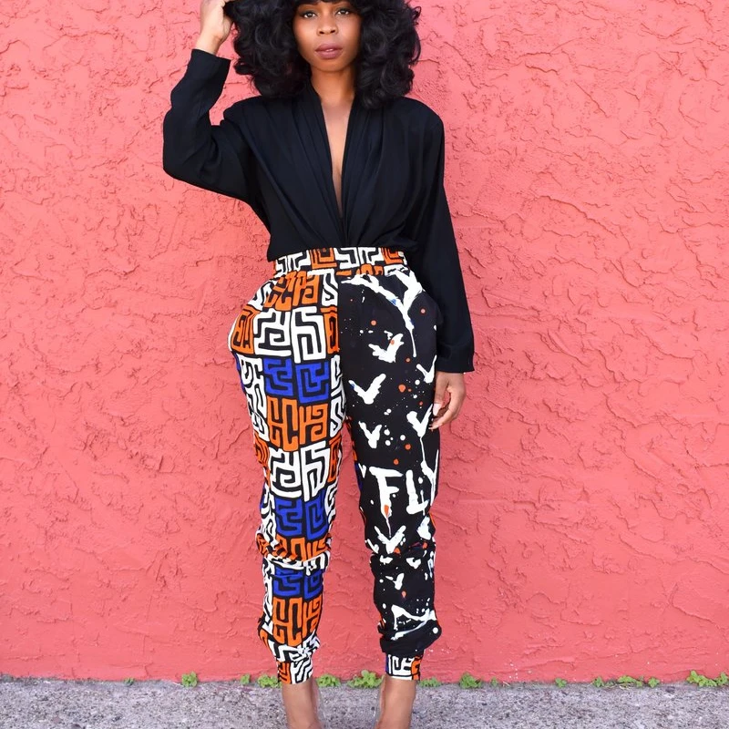 Африканская Одежда Женская африканская Цветочная печать длинные леггинсы на молнии дизайн йоги Дашики принт Бохо красочные повседневные брюки