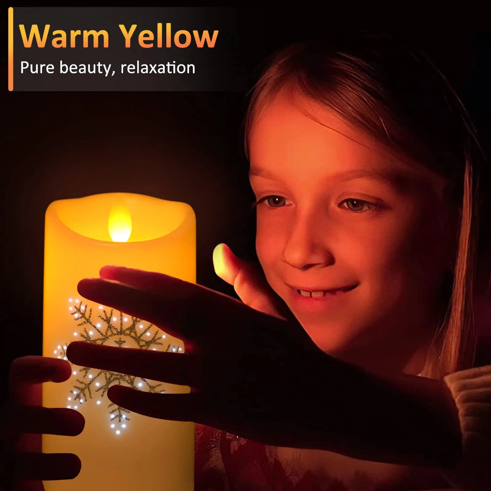 KSWING Flameless Fiber Optic Candles,  Flameless Candles with Silver Snowflake, Battery Operated Candles Light