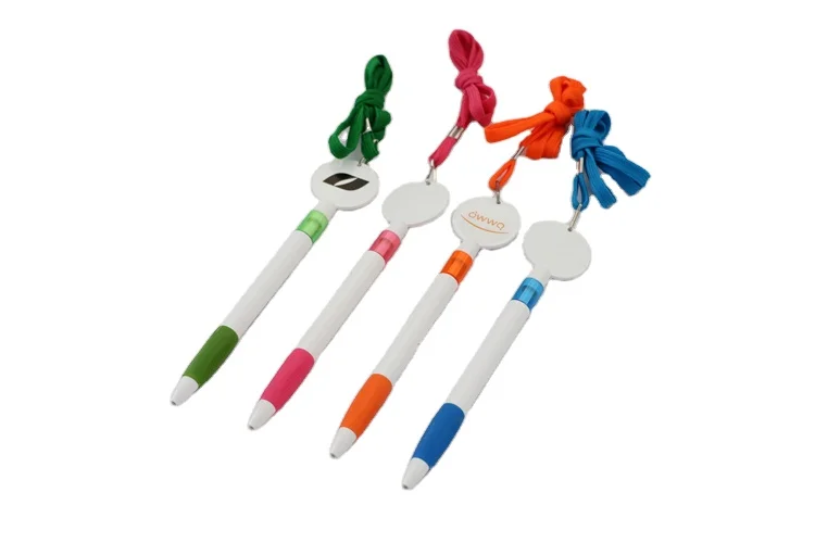
Trading Company Customized Advertising Slogan Special Gift Press Plastic Ball Hang Pen plastic hang neck ballpoint pen 