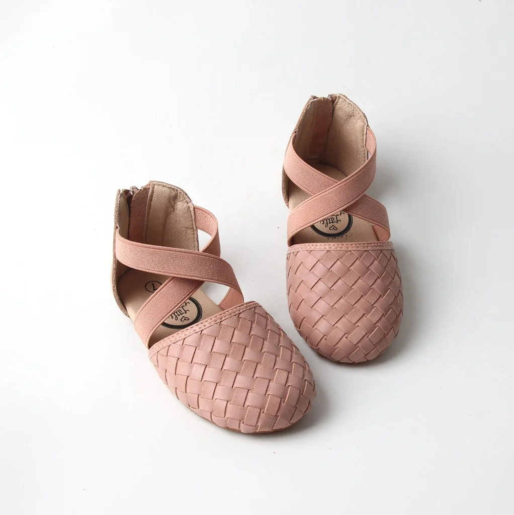 Trendy Spring Summer Kids Sandals Genuine Waxed Leather Woven Sandals For Toddler Girls