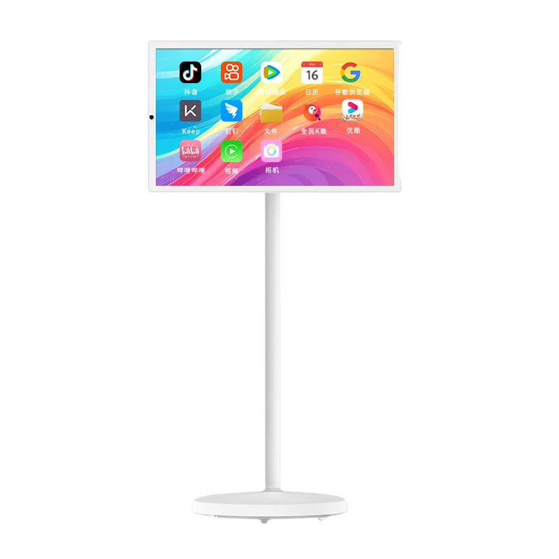 Portable 21.5 Inch 4K HD Smart Touch Screen Monitor WIFI LCD with Built-in Battery Stand Universal Mobile TV for Indoor Use