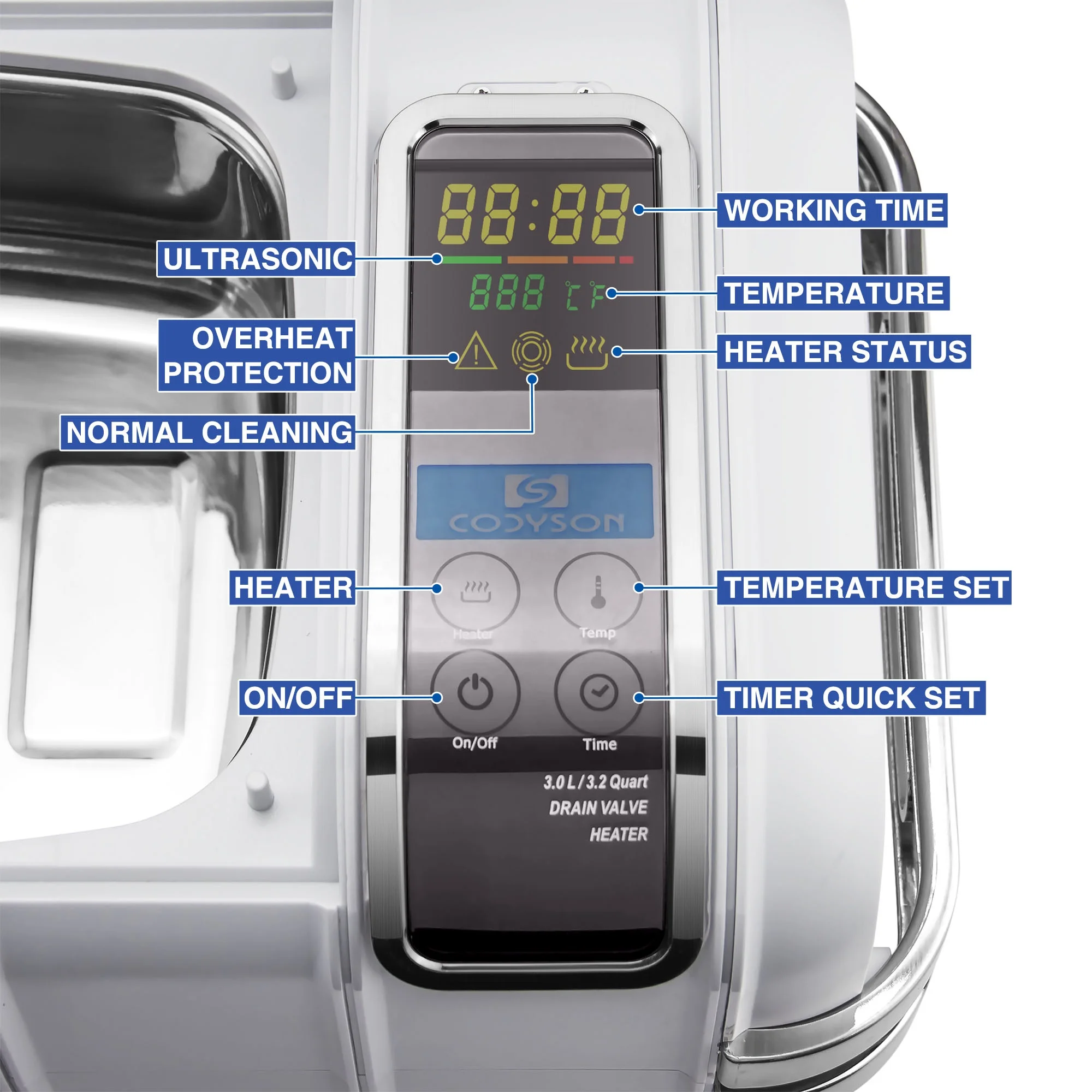 Touch screen 3L dental heated ultrasonic cleaner