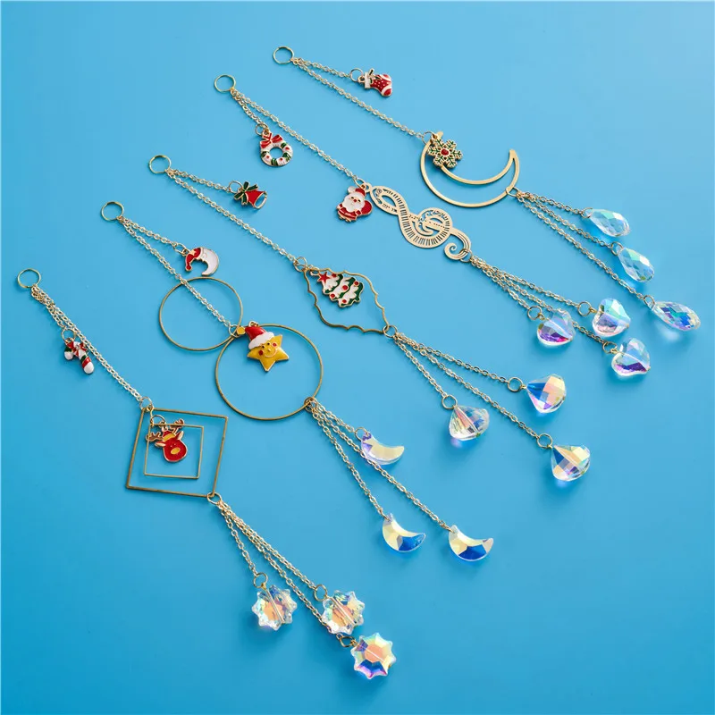 New AB colorful custom clouds moon shaped home Christmas decoration hanging pendant glass crystal sun catcher