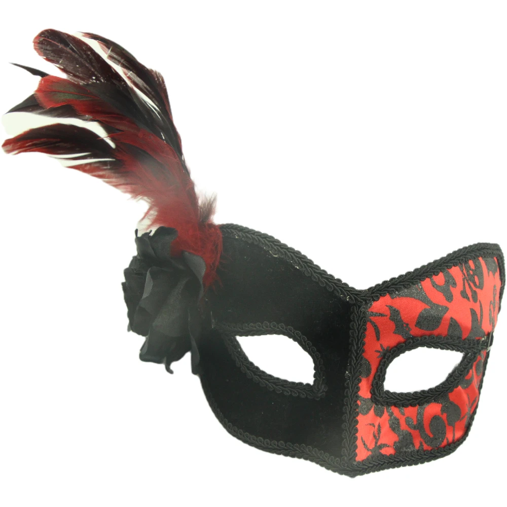 Halloween Beauty Ball Party Princess Masquerade Mask Sexy Women Dress Big Flower Eye Mask Venice Half Face Lily Feather Mask