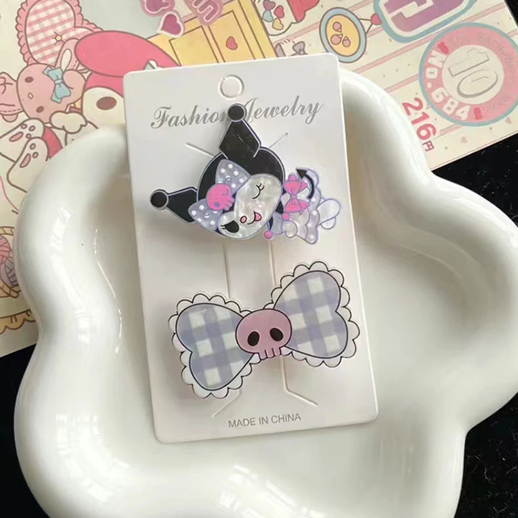 2PCS -SET cartoon acrylic Hairpins for girl cute Kulomi crocodile clip kids hair accessories