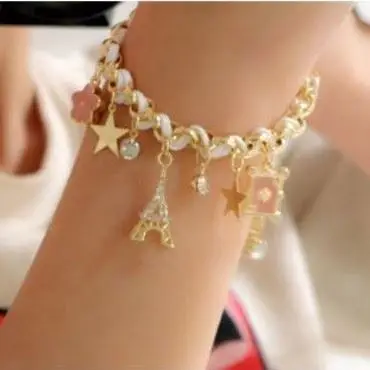 Fashion Accessories Exquisite Handmade Braided Bracelets Heart Eiffel Tower Flower Star Bracelet