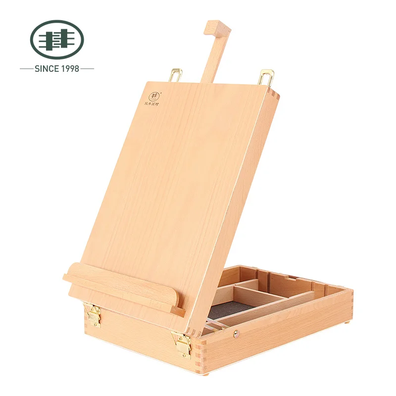 Creative Beech Wood Easel With Paint Box Oil Painting Rack Paint Tool Case