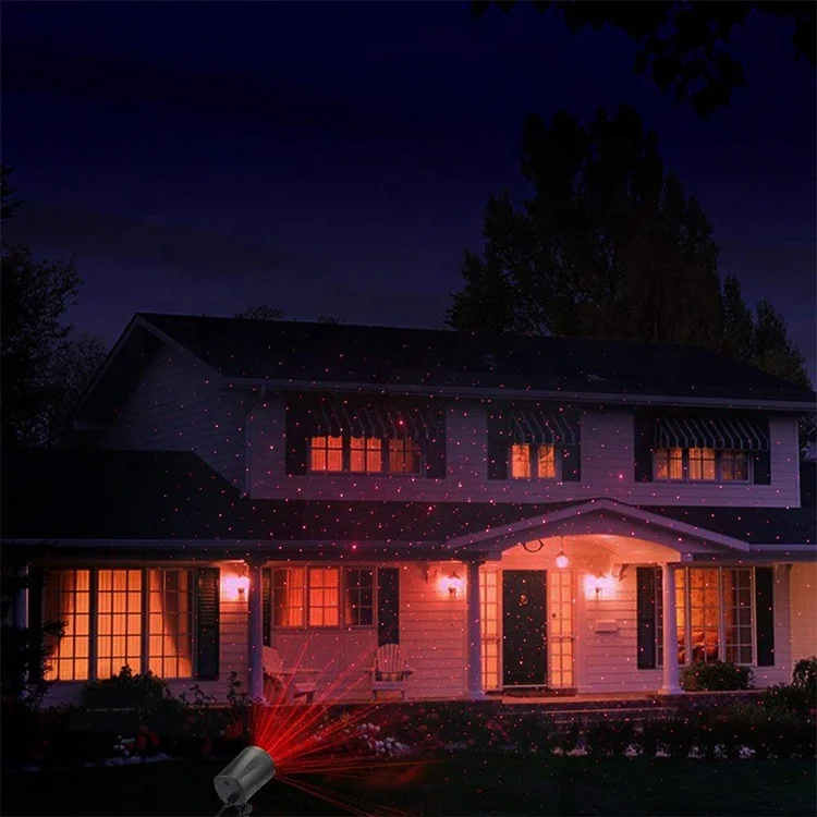 
Outdoor Waterproof Night Sensor Red Star and Green Christmas Tree Stars Shower Laser Light Projector 
