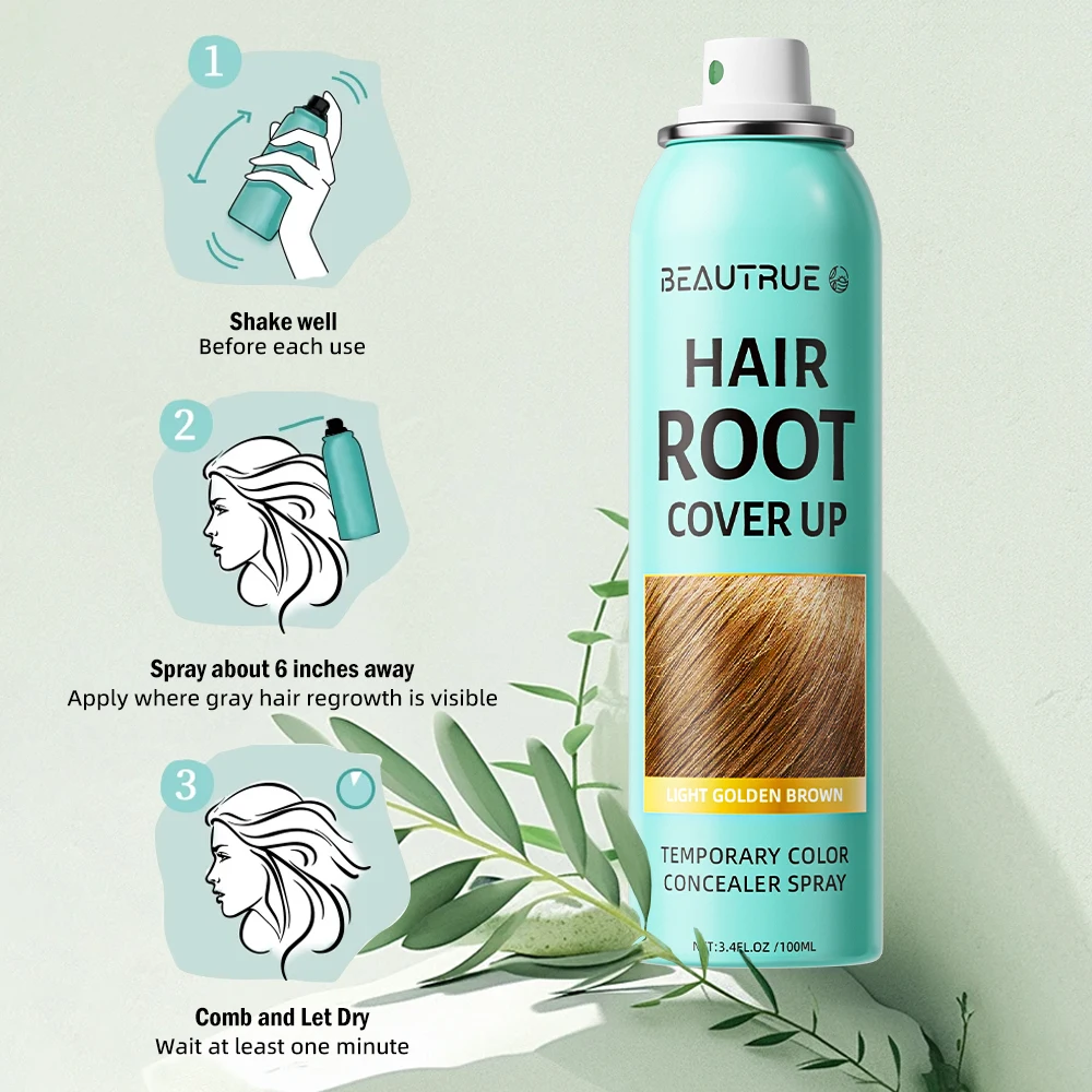 Custom LOGO Labeling Color Magic Root Touch Cover Up Gray Concealer Temporary Gray Light Golden Brown Black Hair Color Spray