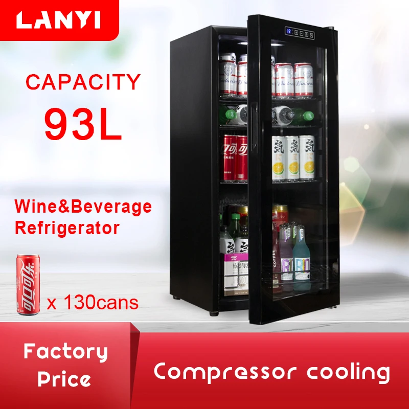 LANYI Household Thermostatic Red Wine Cabinet 32 Bottles Full Glass Door Compressor Wine/Beverage/Beer Cooler
