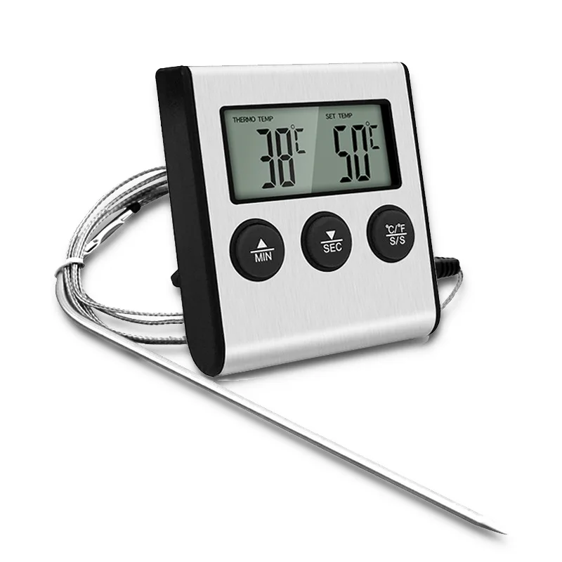 Wholesale Instant Read Digital Stainless Steel Probe Meat Cooking Thermometer for Food With Kitchen Timer