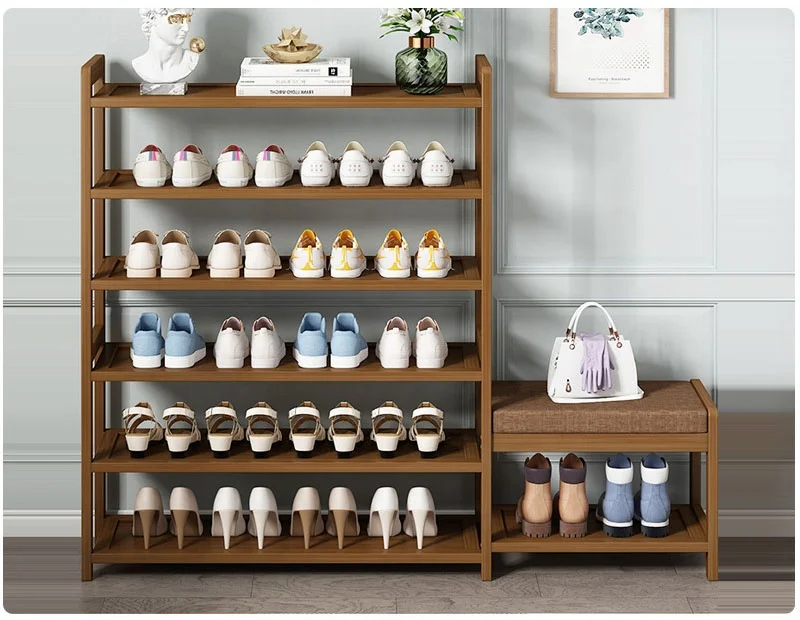 VIC All bamboo simple shoe rack home doorway storage rack new multi-layer storage door small shoe cabinet