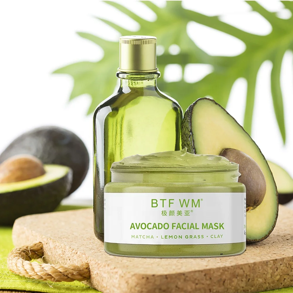 Deep Cleaning Hydrating Detoxing Avocado Mud Mask Musk Matcha Green Tea Facial Detox Mud Mask With Aloe Vera