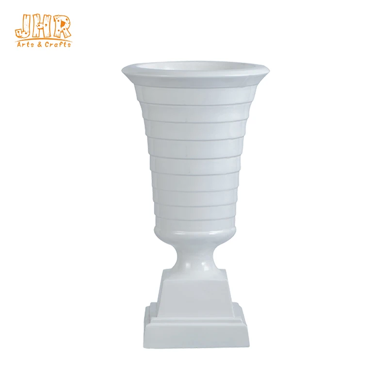 82CM Height Modern Glossy White Trumpet Polyresin Wedding Centerpiece Table Vase