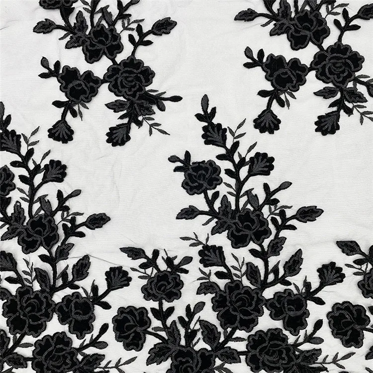 Professional manufacturer sequins Lace 2021 Mesh 3D Embroidered Applique Flower Embroidery Tulle Fabric